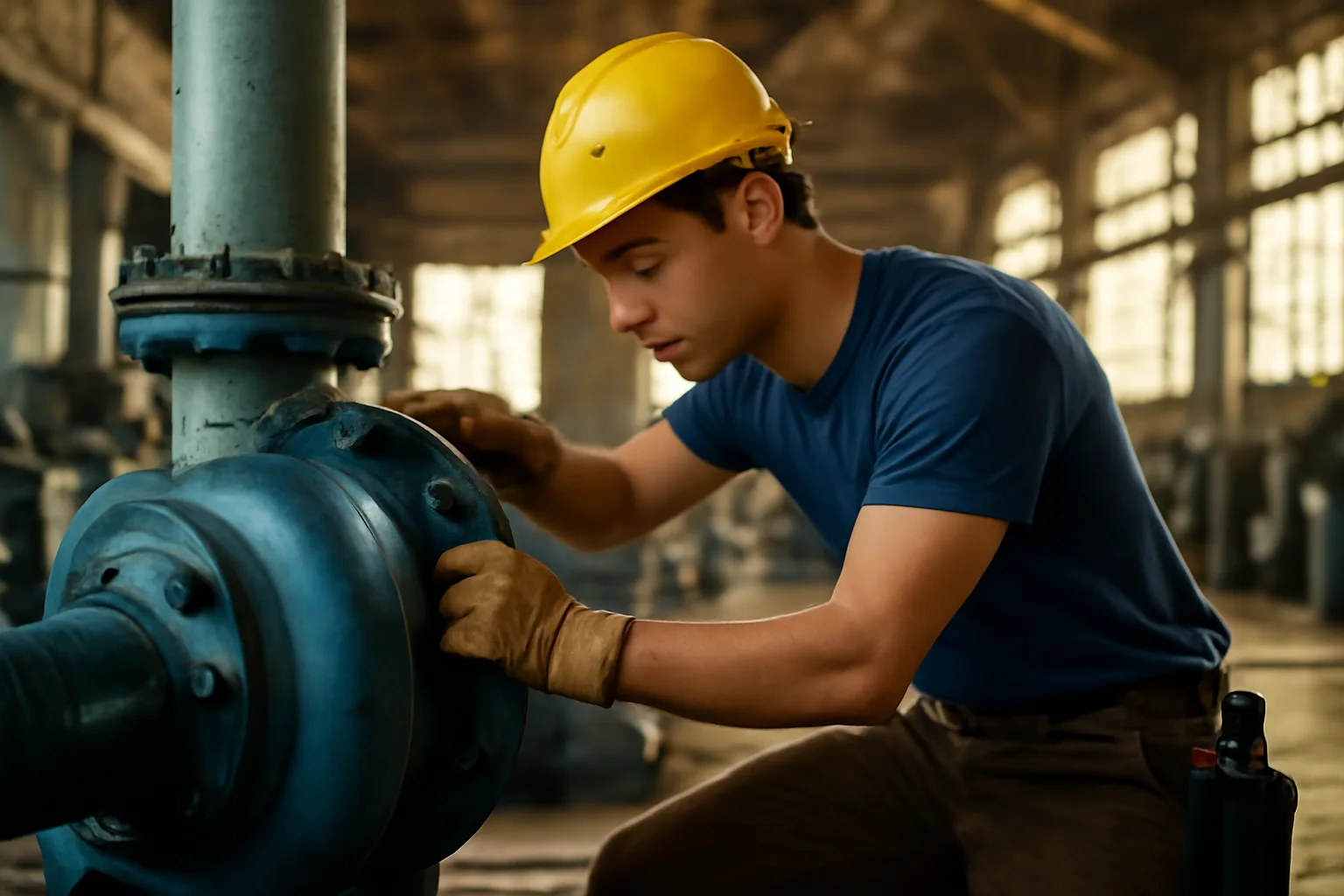 Millwright apprentice working on machinery in an Alabama plant.