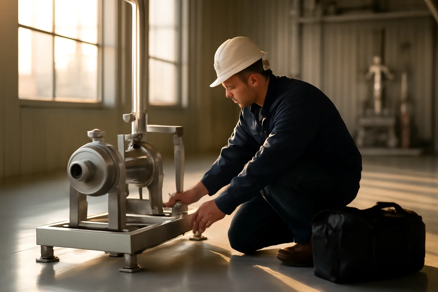 Millwright aligning a pump shaft in a Colorado industrial plant
