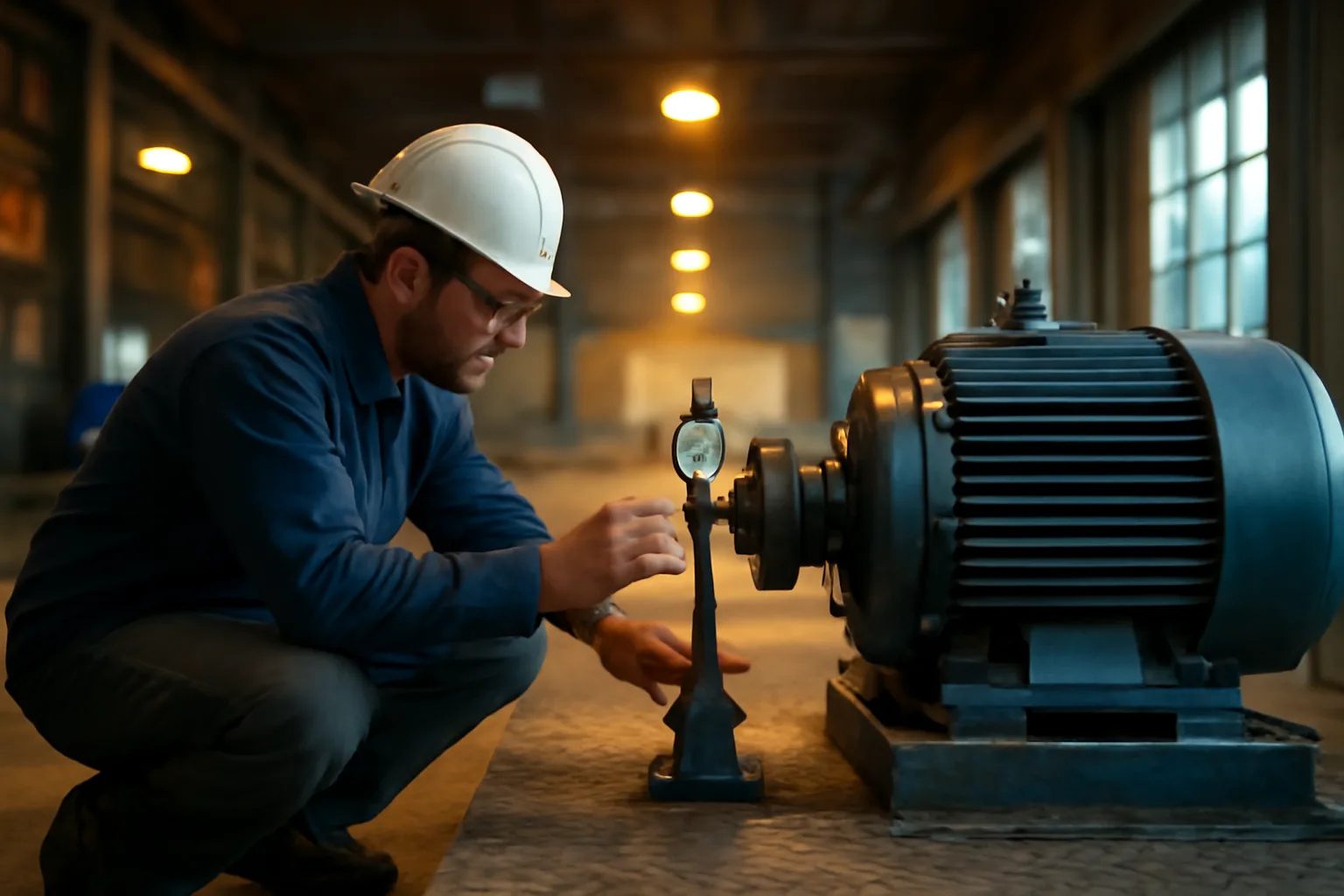 Millwright aligning a motor coupling in a Georgia plant
