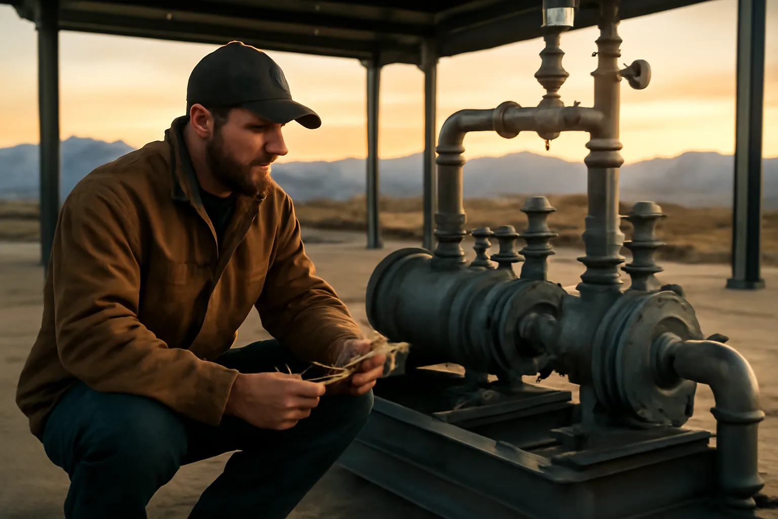 Millwright aligning a pump skid in a Colorado industrial bay